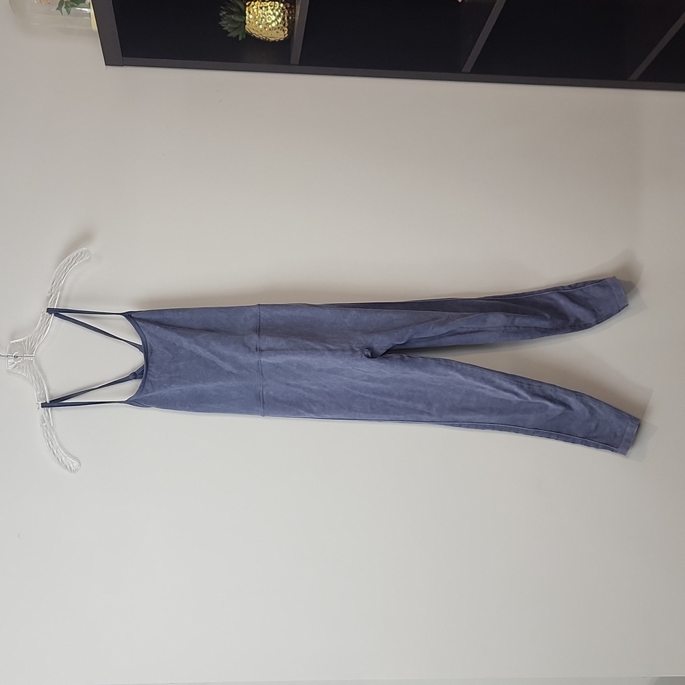 COTTON-ON BODY Blue Cross Trap Scoop Back Body Athletic Dance Unitard Jumpsuit